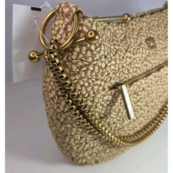 Eric Javits Handbag Lil Sq Ayesha Peanut Woven w/Gold Hardware Medium Sz NWT - Picture 6 of 16